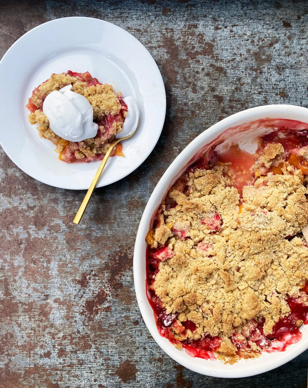 Baked Fruit Crumble with Coconut Whip