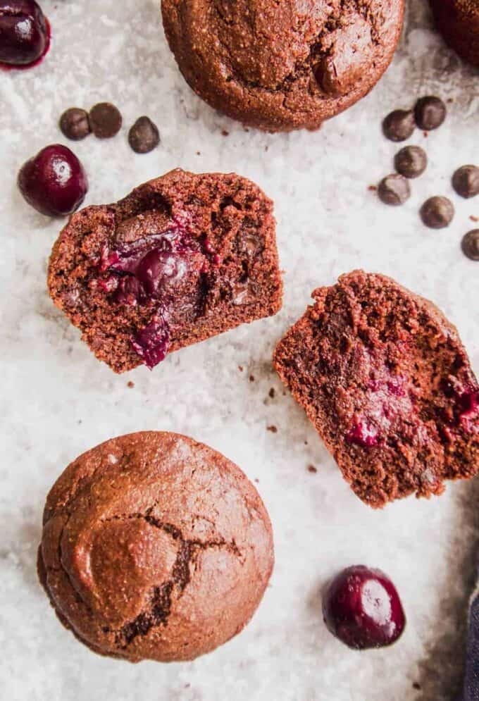 Chocolate Cherry Almond Muffins