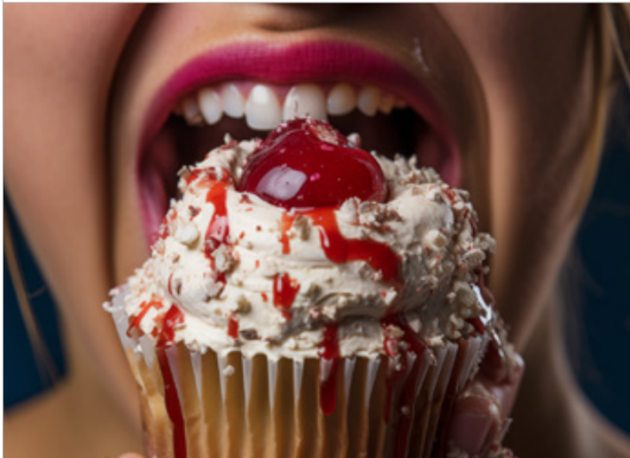 Girl-Eating-Cupcake-With-Empty-Calories