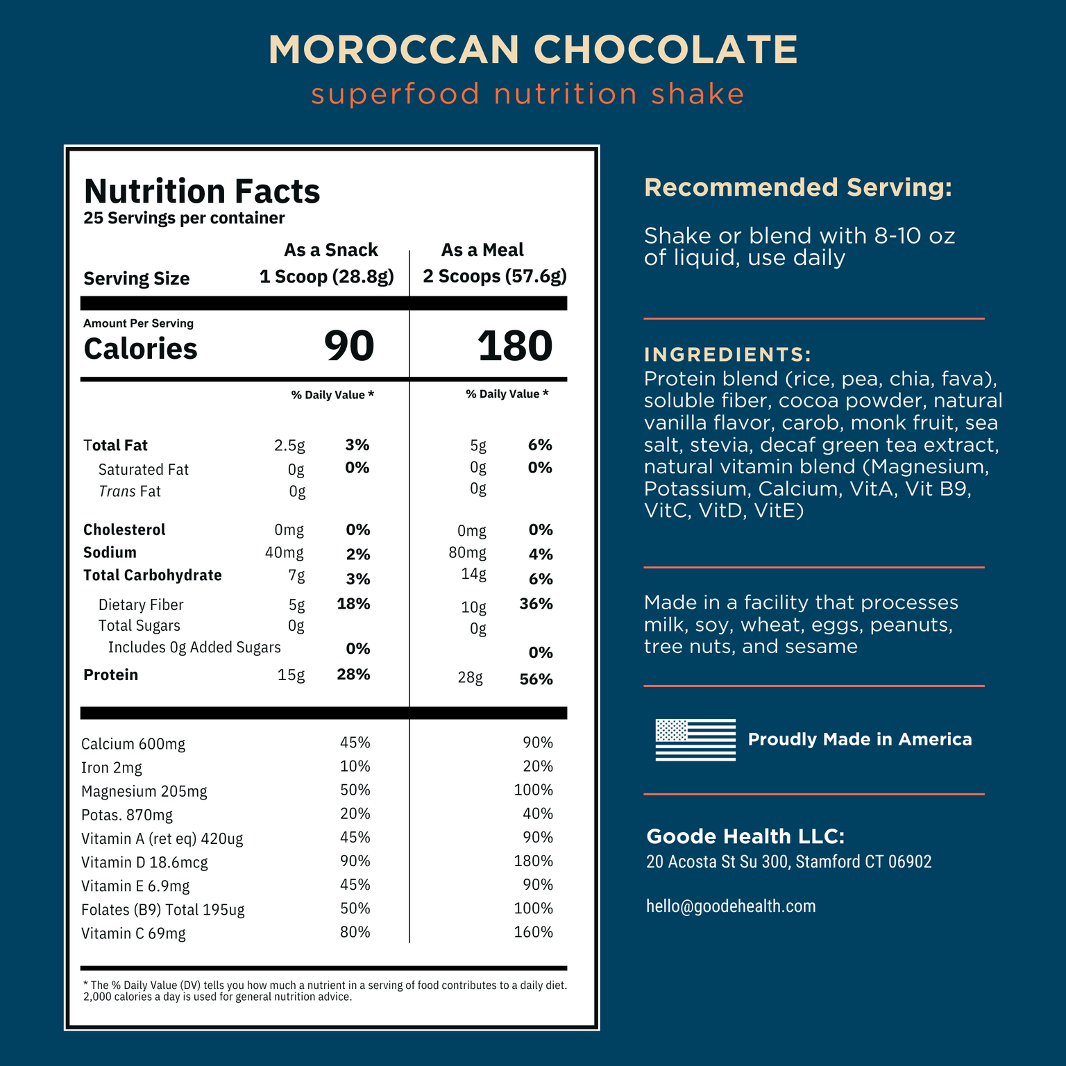 Nutrition Facts – Moroccan Chocolate