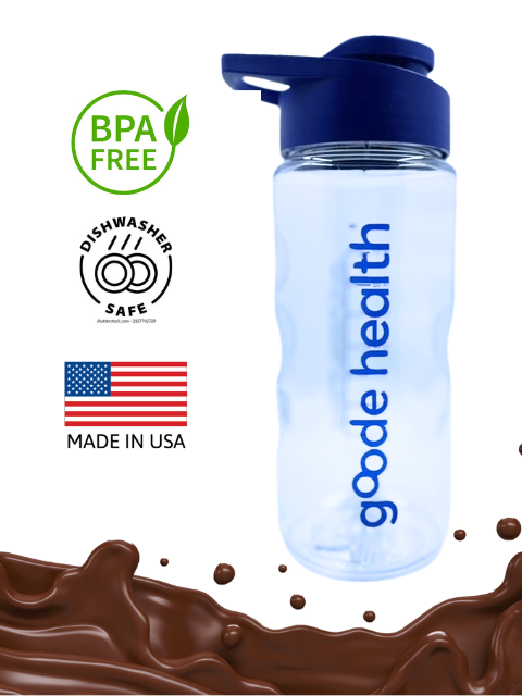 Plastic BPA-free Goode Health shaker bottle, 22oz