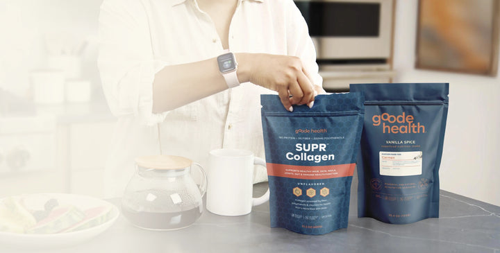 Woman preparing collagen drink