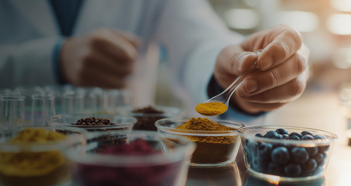 Lab table with fruits & veggies